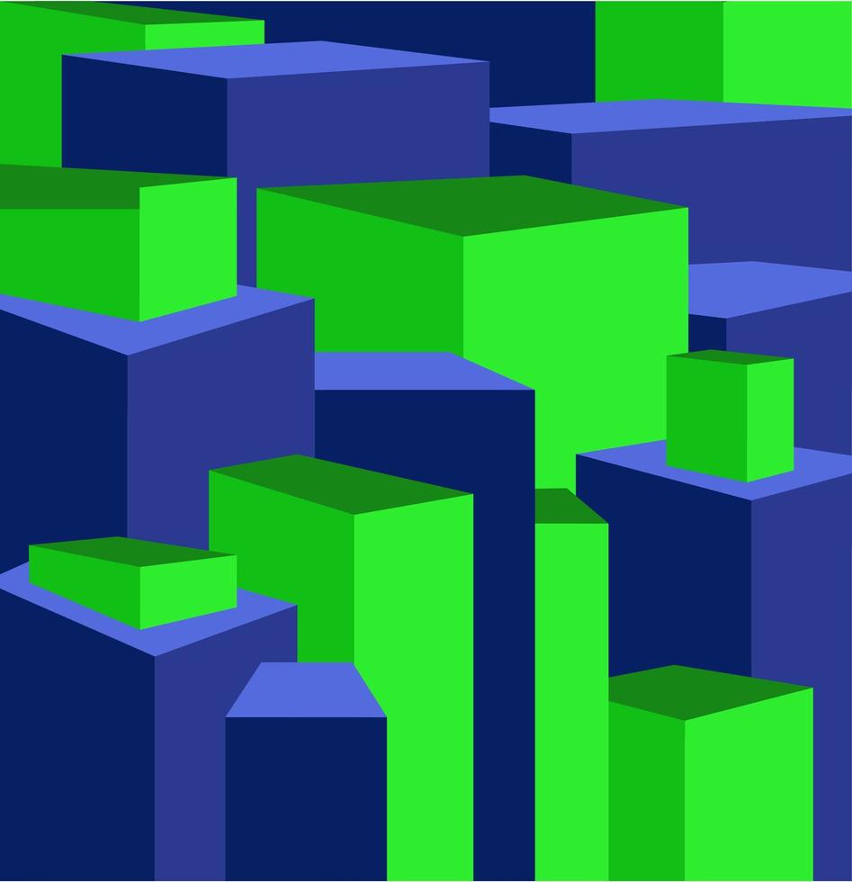 design de cubo 3d azul e verde vetor