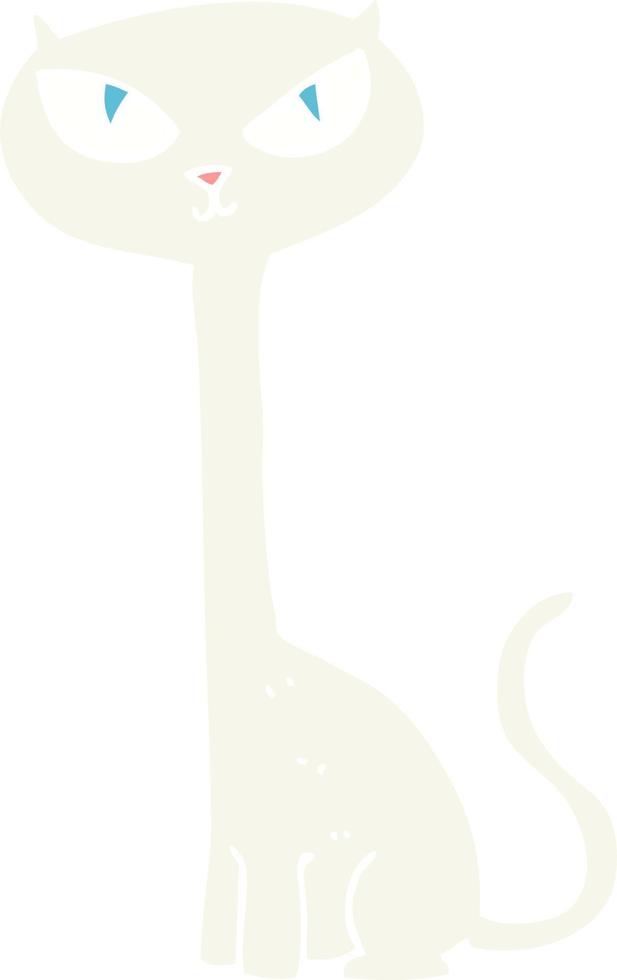 ilustração de cor lisa de um gato de desenho animado vetor