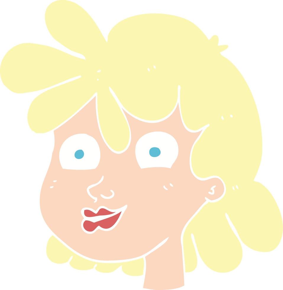 ilustração de cor plana de um rosto feminino de desenho animado vetor
