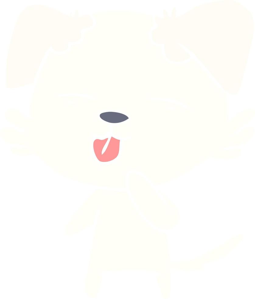 cão de desenho animado de estilo de cor plana, saindo da língua vetor