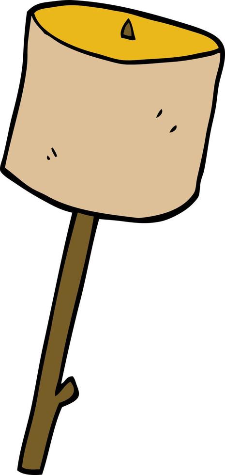 doodle de desenho animado marshmallow torrado vetor