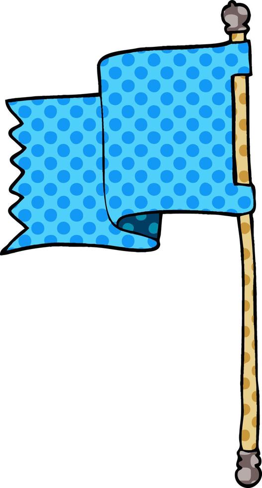 doodle de desenho animado de uma bandeira azul vetor