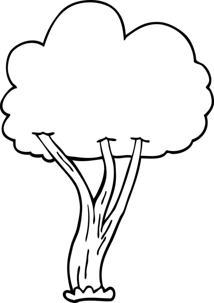 desenho de linha árvore florescendo dos desenhos animados vetor