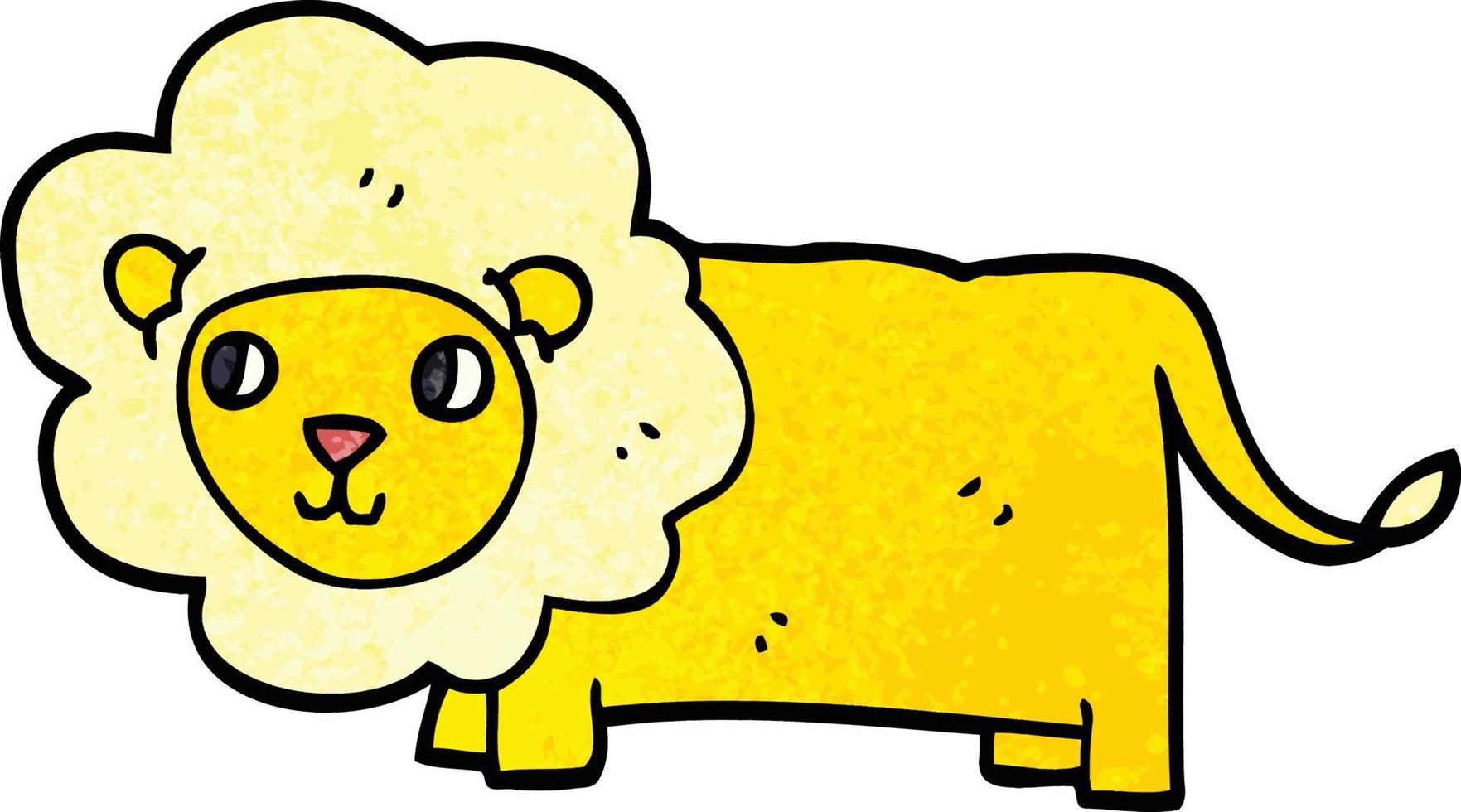 desenho animado doodle leão feliz vetor