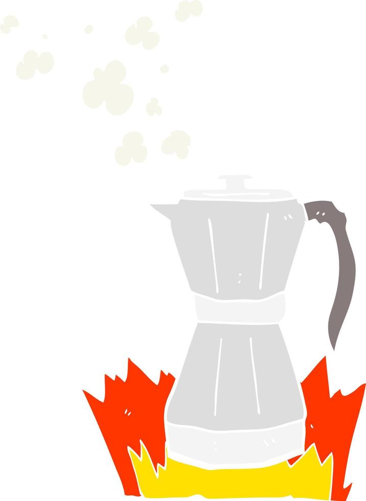 ilustração de cor plana de uma máquina de café expresso de fogão de desenho animado vetor