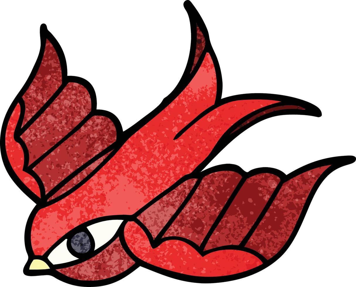 símbolo de andorinha de tatuagem de doodle de desenho animado vetor