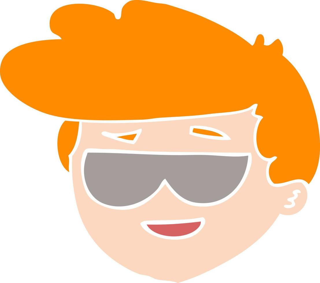 menino de desenho animado de estilo de cor plana usando óculos escuros vetor