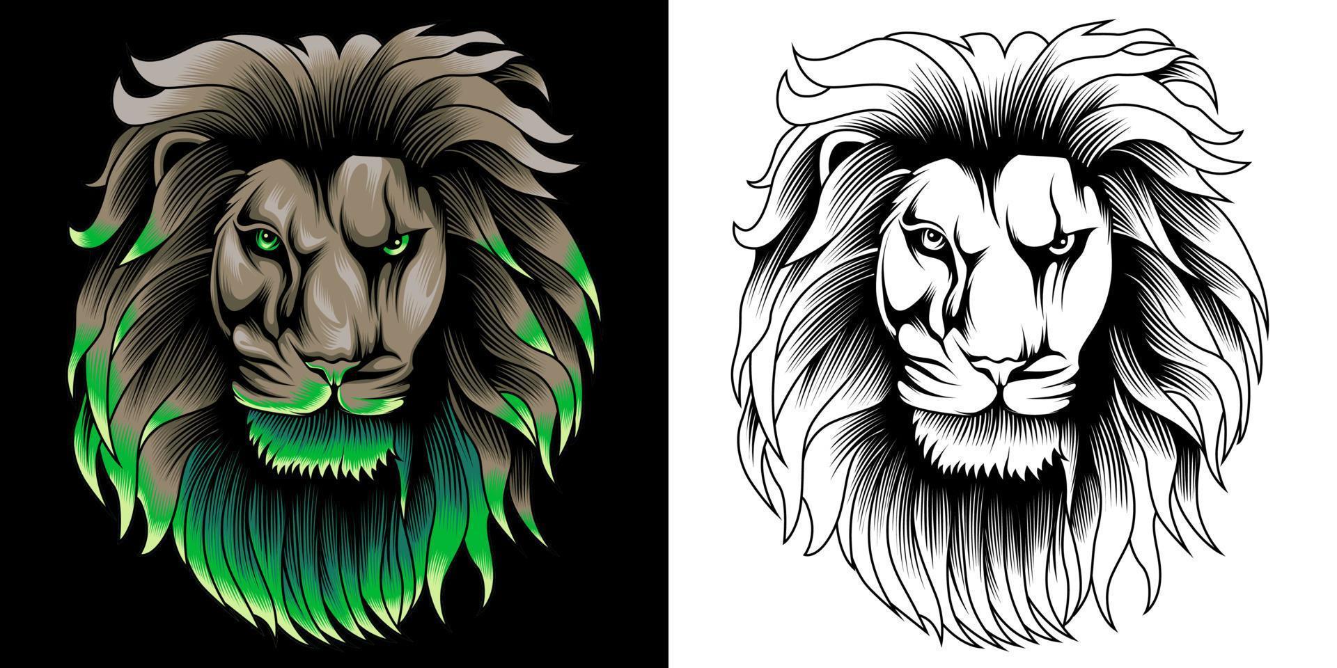 ilustração vetorial de cabeça de leão selvagem no estilo de cor neon vetor