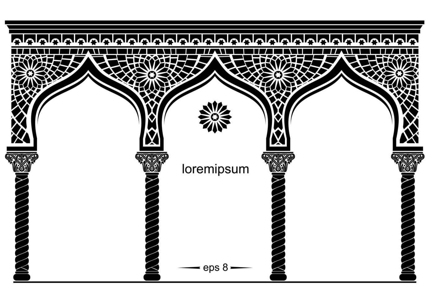 silhueta da fachada oriental em arco vetor