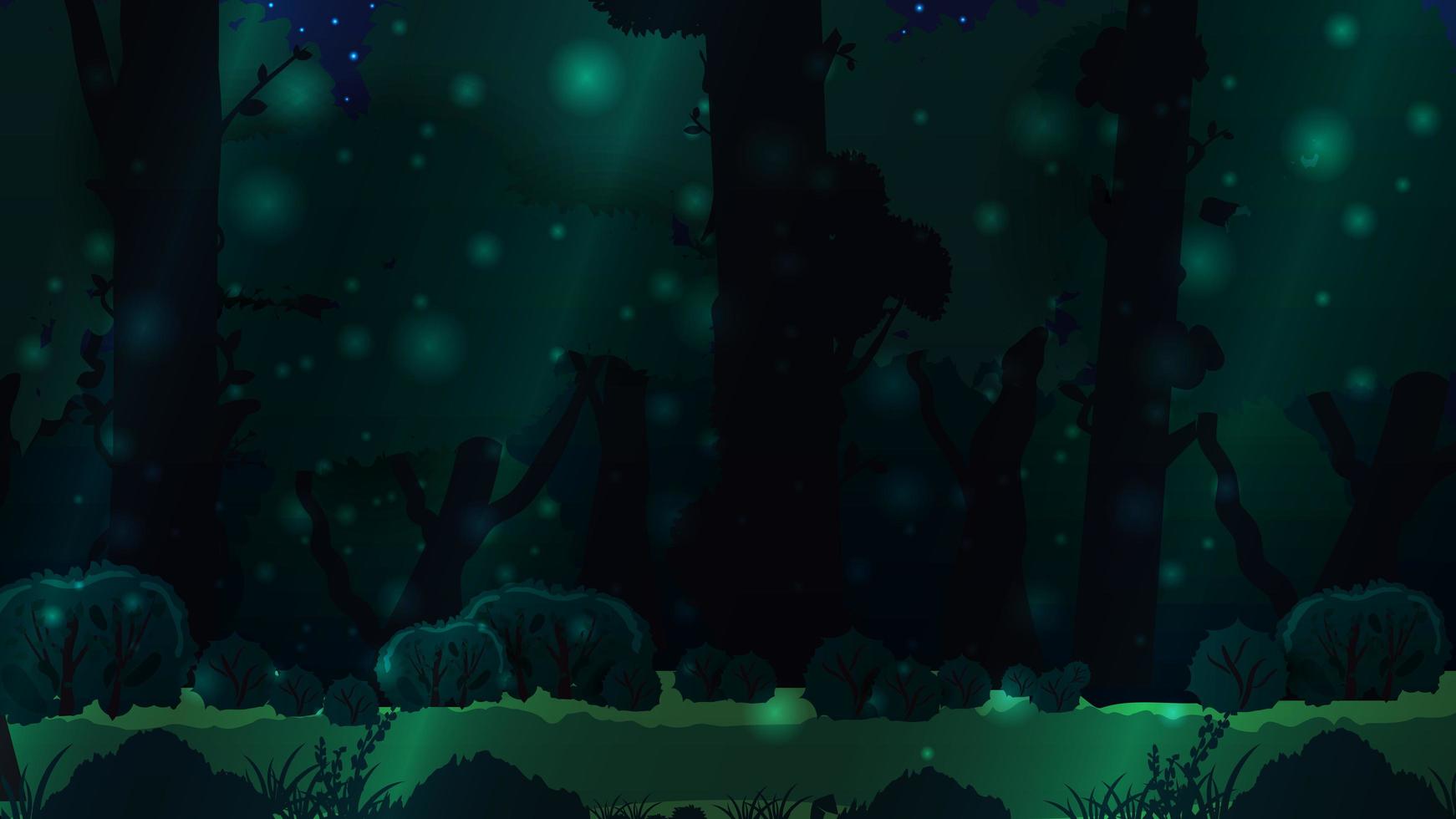 floresta escura mágica com grandes árvores vetor