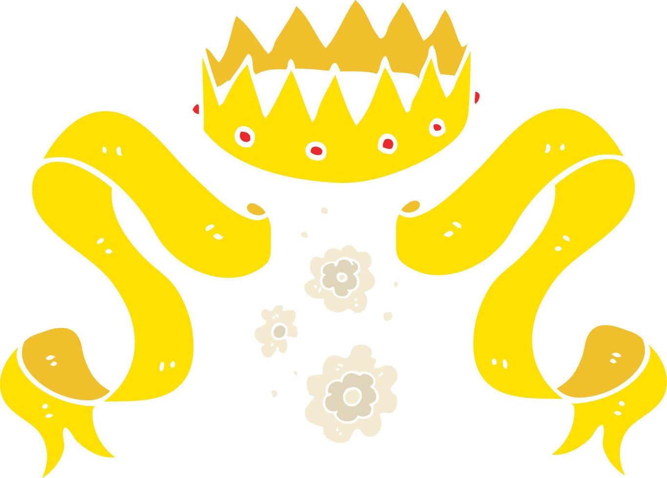 ilustração de cor plana de uma coroa de desenho animado e rolagem vetor
