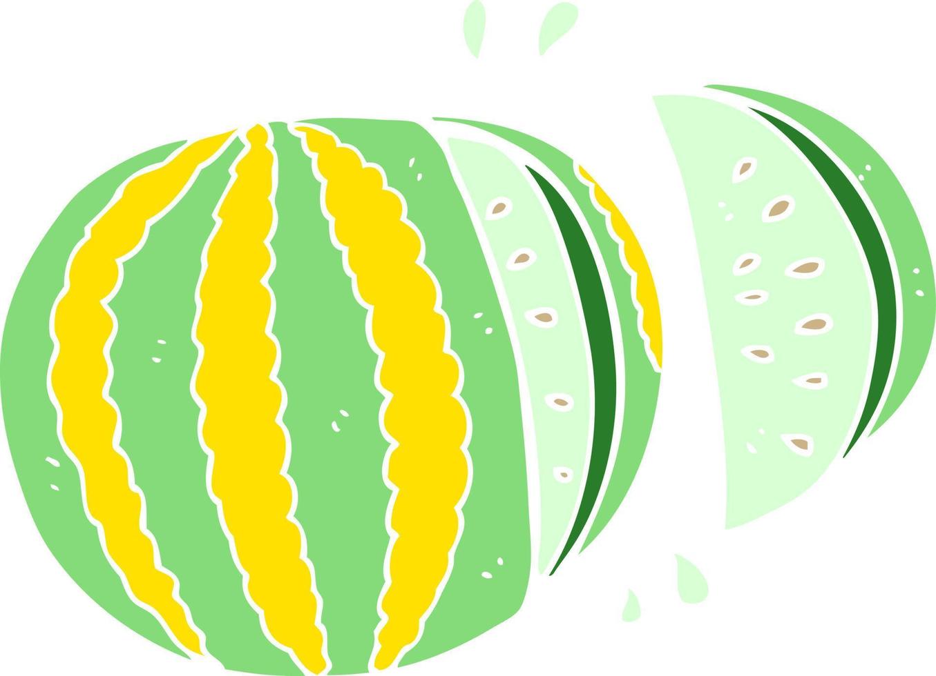 ilustração de cor lisa de uma melancia de desenho animado vetor