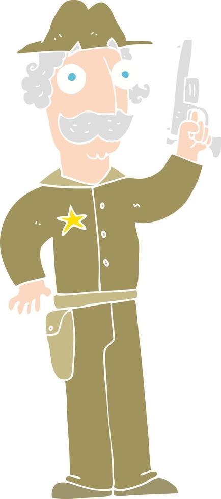 ilustração de cor lisa de um xerife de desenho animado vetor