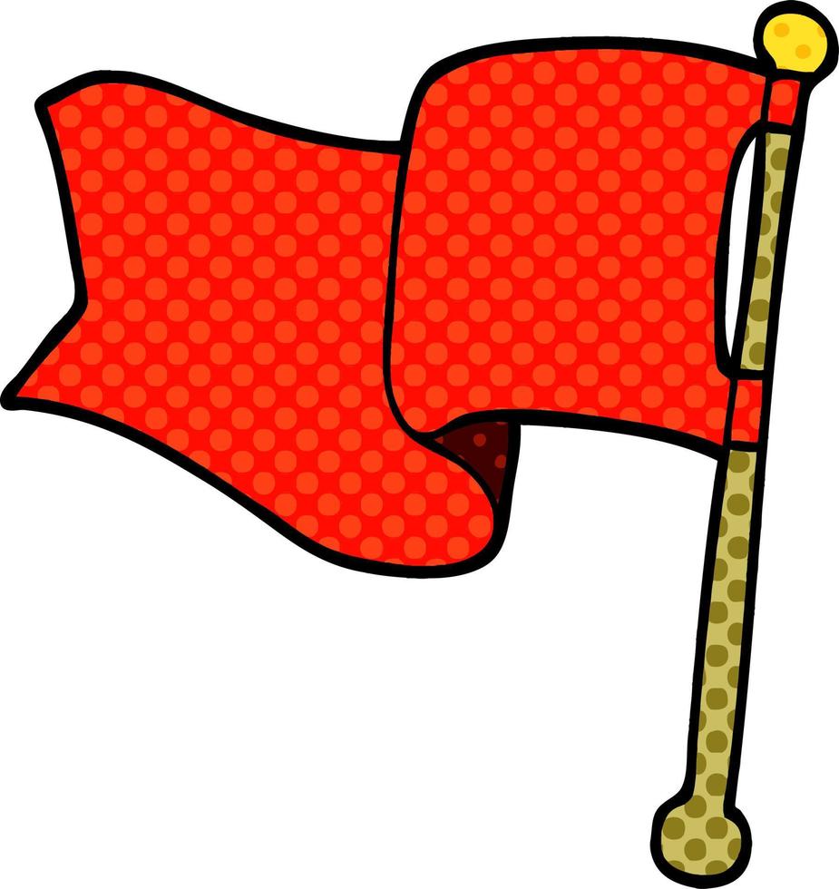 bandeira vermelha do doodle dos desenhos animados vetor