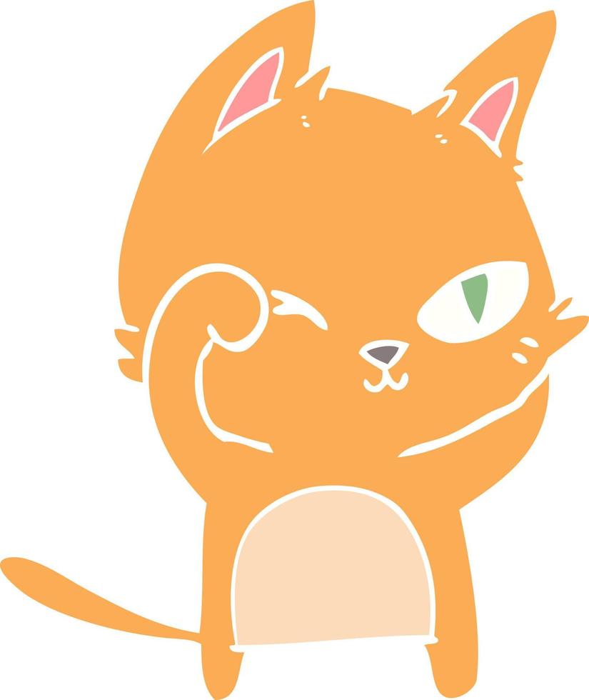 gato de desenho animado estilo de cor plana esfregando os olhos vetor