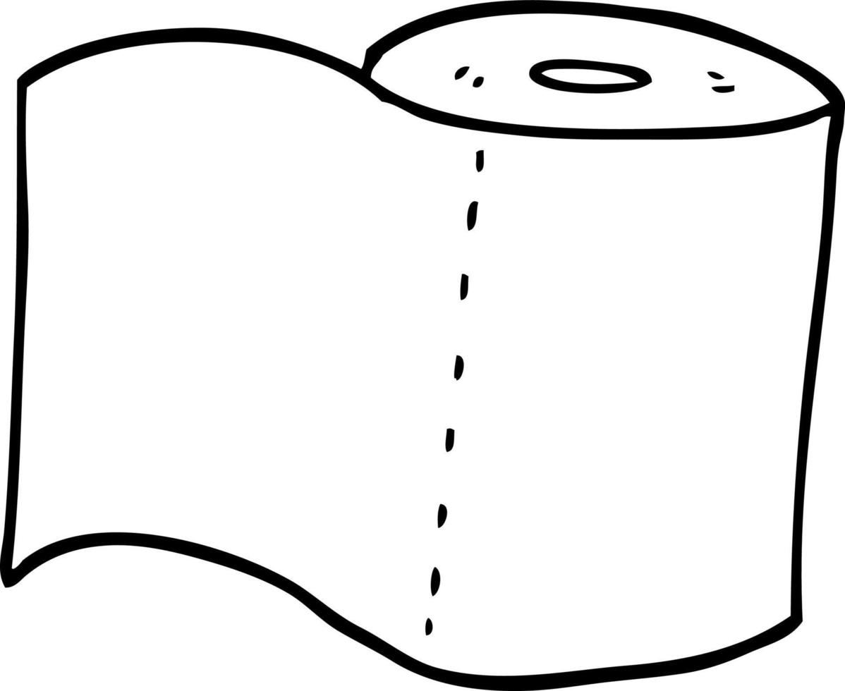 rolo de papel higiênico de desenho de linha vetor