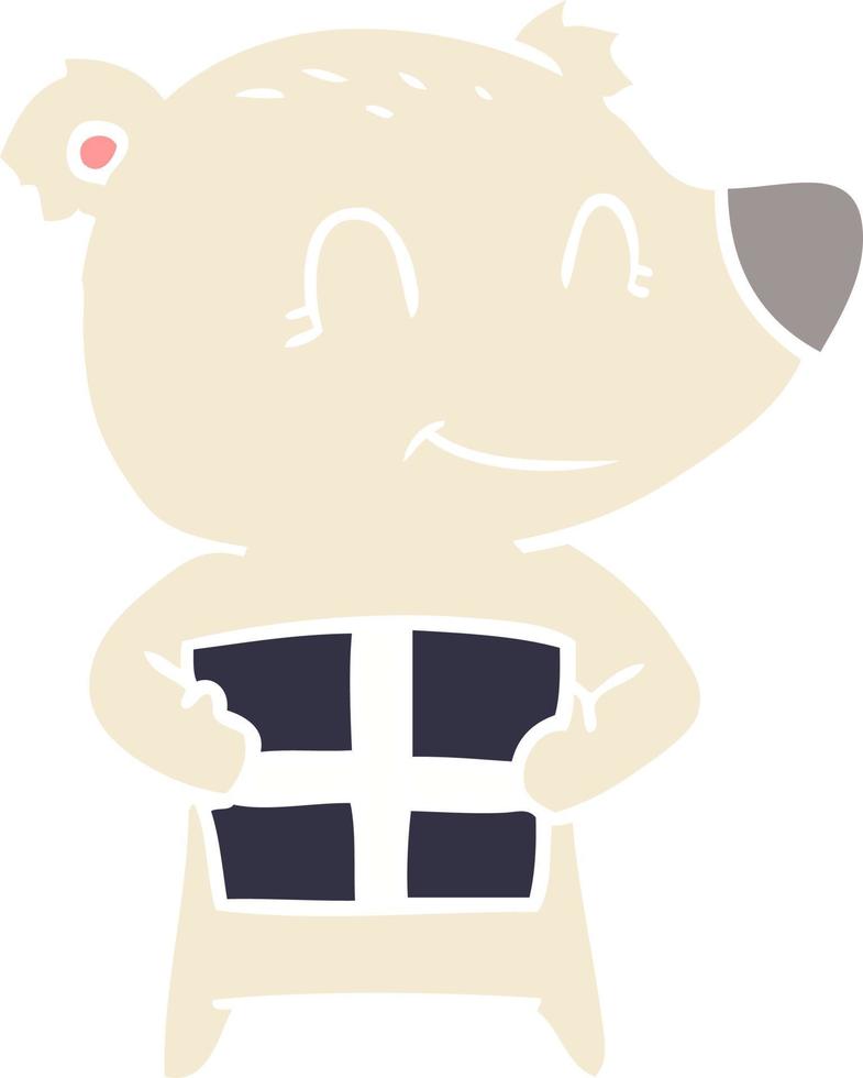 desenho animado de estilo de cor plana de urso polar de natal vetor