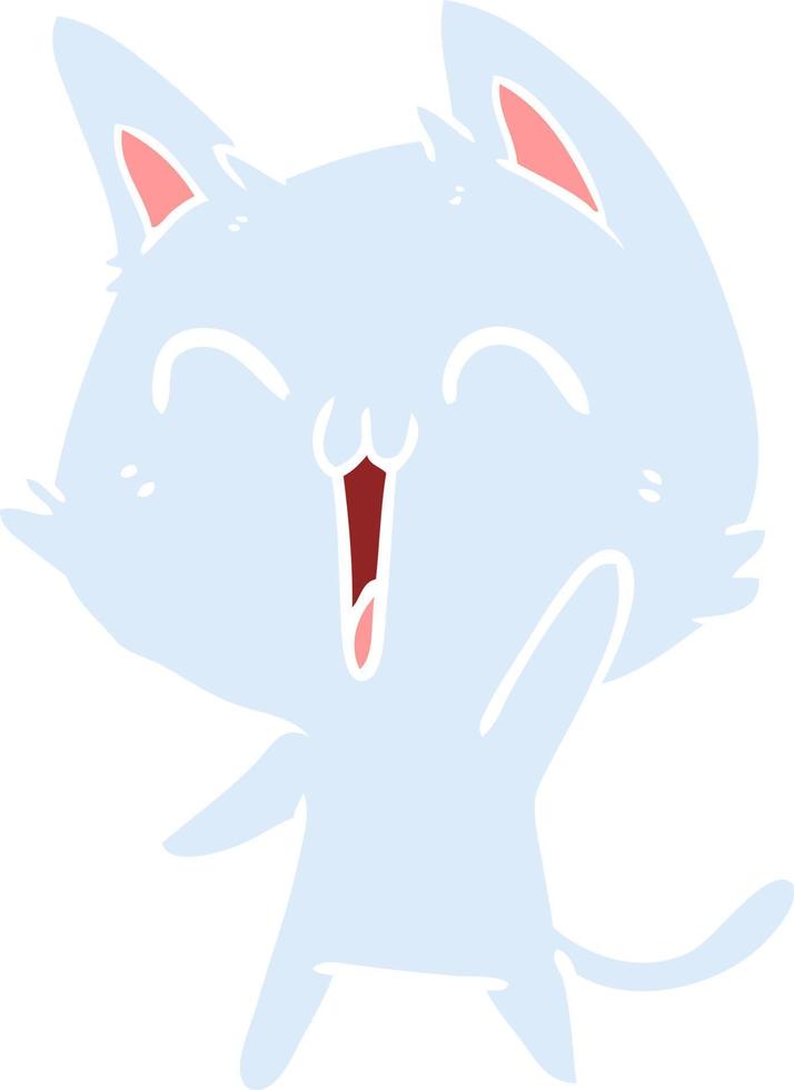 gato de desenho animado de estilo de cor plana feliz miando vetor