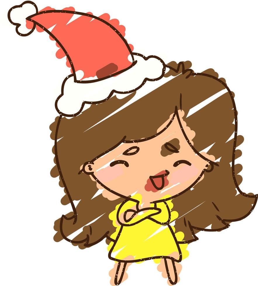 desenho de giz de mulher de natal vetor