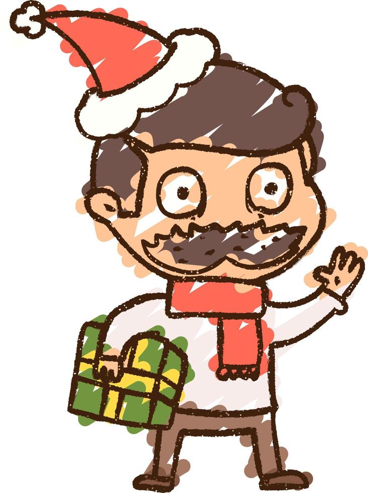 desenho de giz de homem de natal vetor