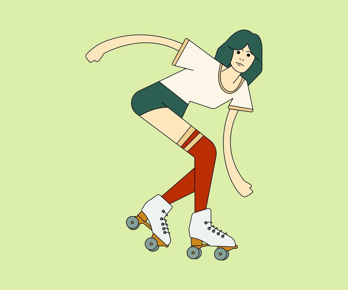 design plano de ilustração de garota de skate vetor