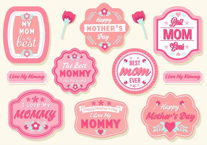 Free Mother's Day Badges Vector