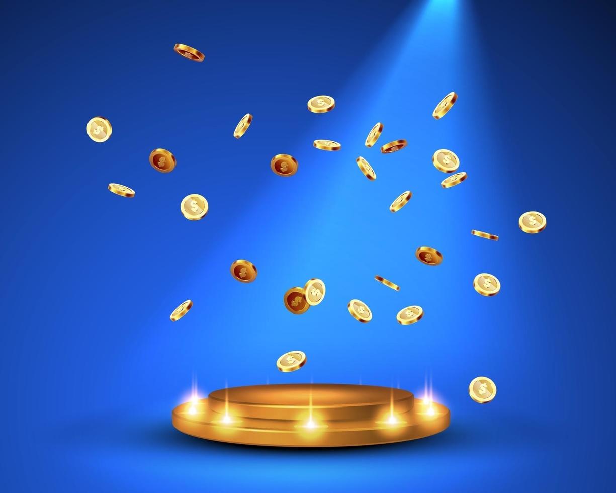 ilustração vetorial da explosão de moedas de ouro vetor