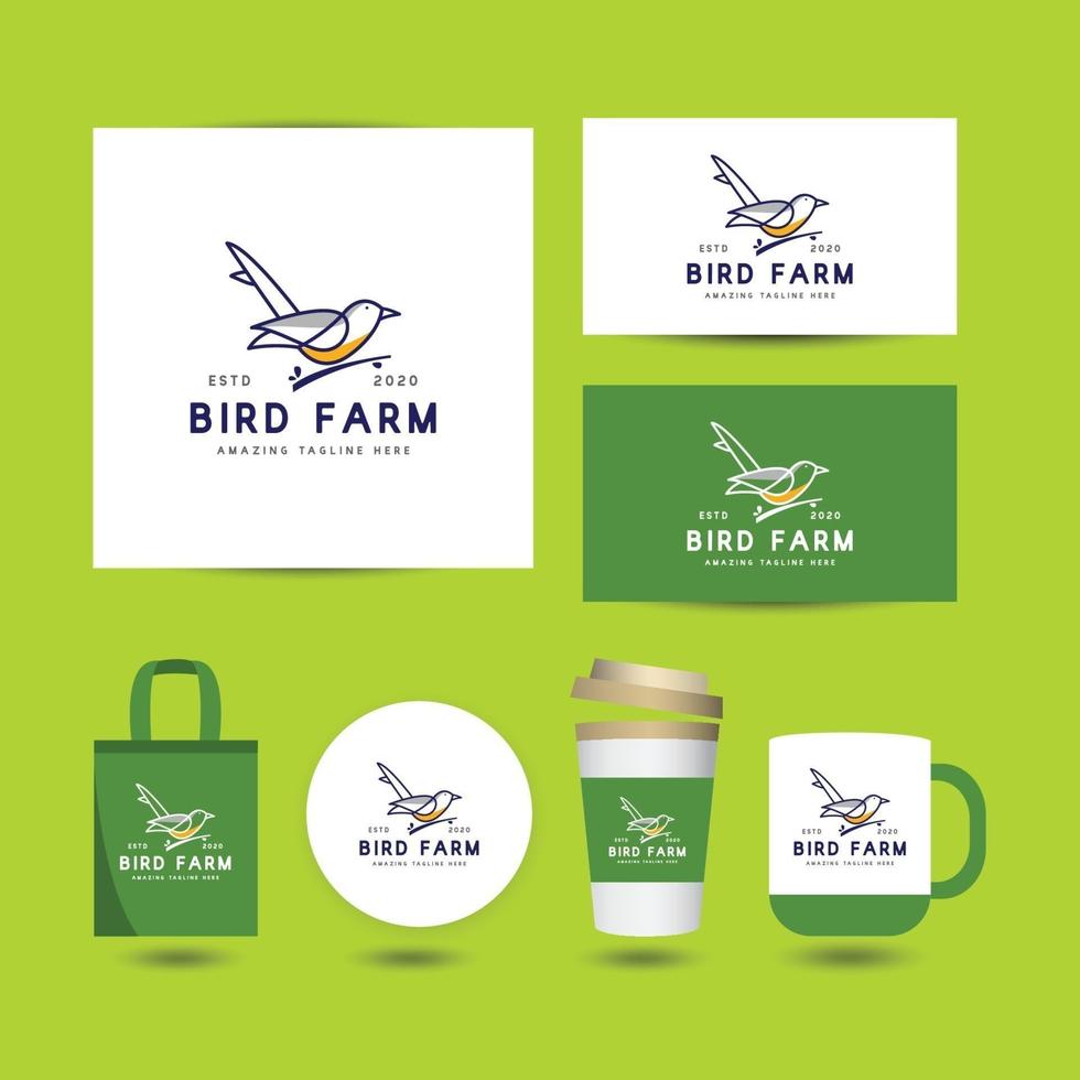 conceito de design de logotipo de fazenda de pássaros vetor