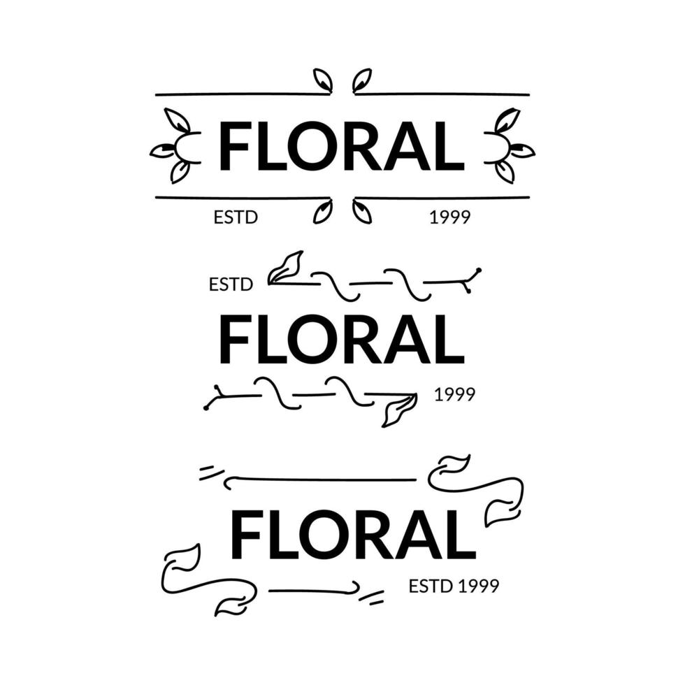 conjunto de design de modelo de logotipo floral mínimo desenhado à mão vetor