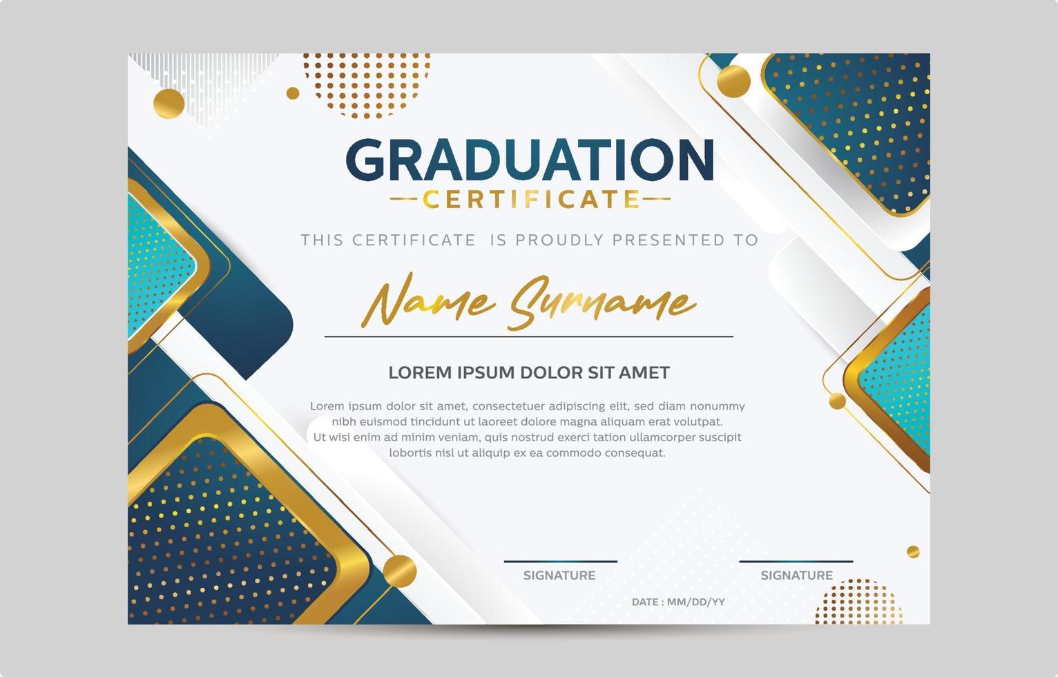 modelo de design de certificado de graduação vetor