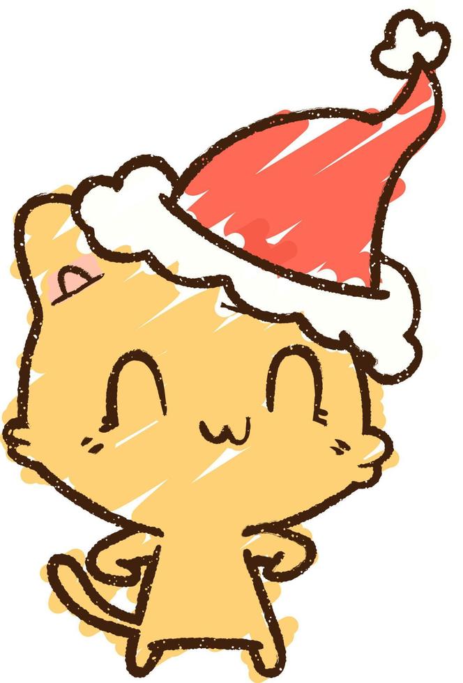 desenho de giz de gato de natal vetor