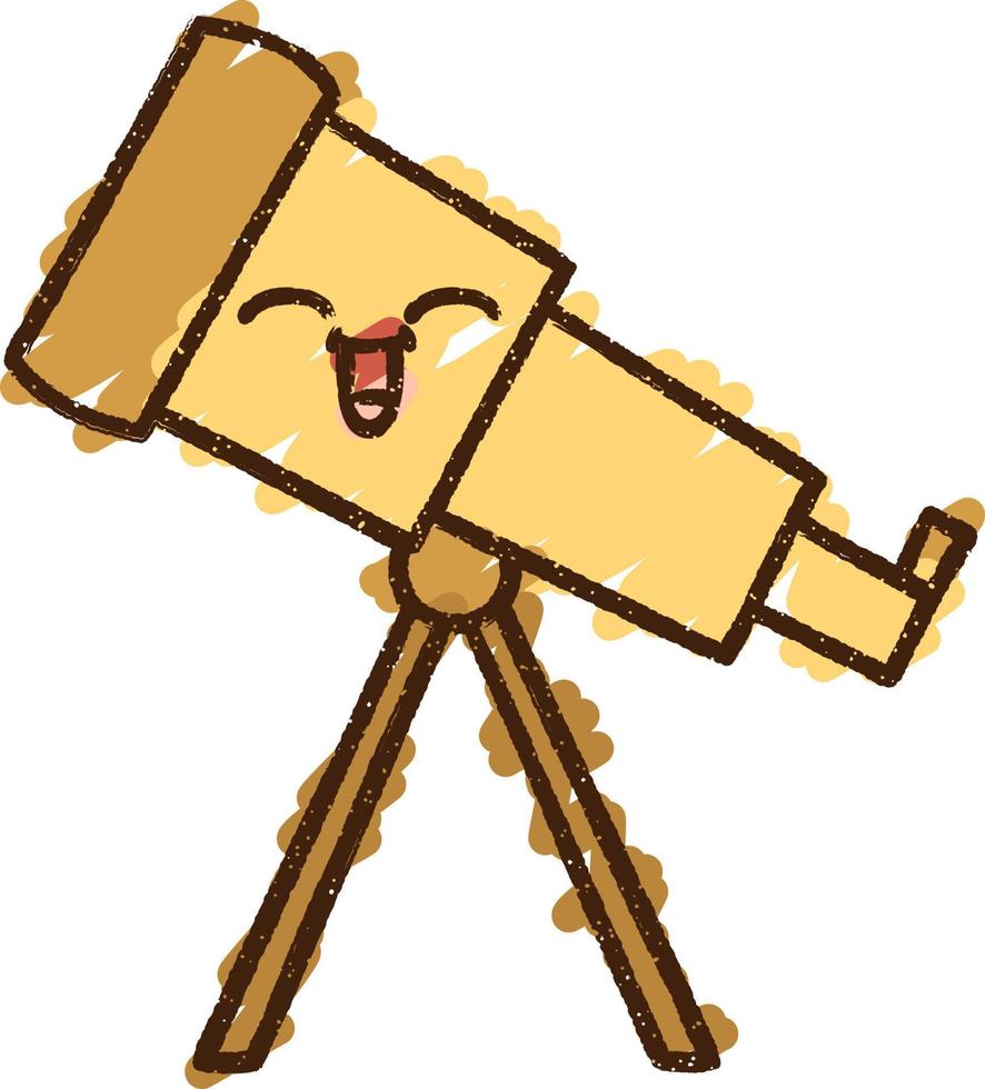 desenho de giz telescópio feliz vetor
