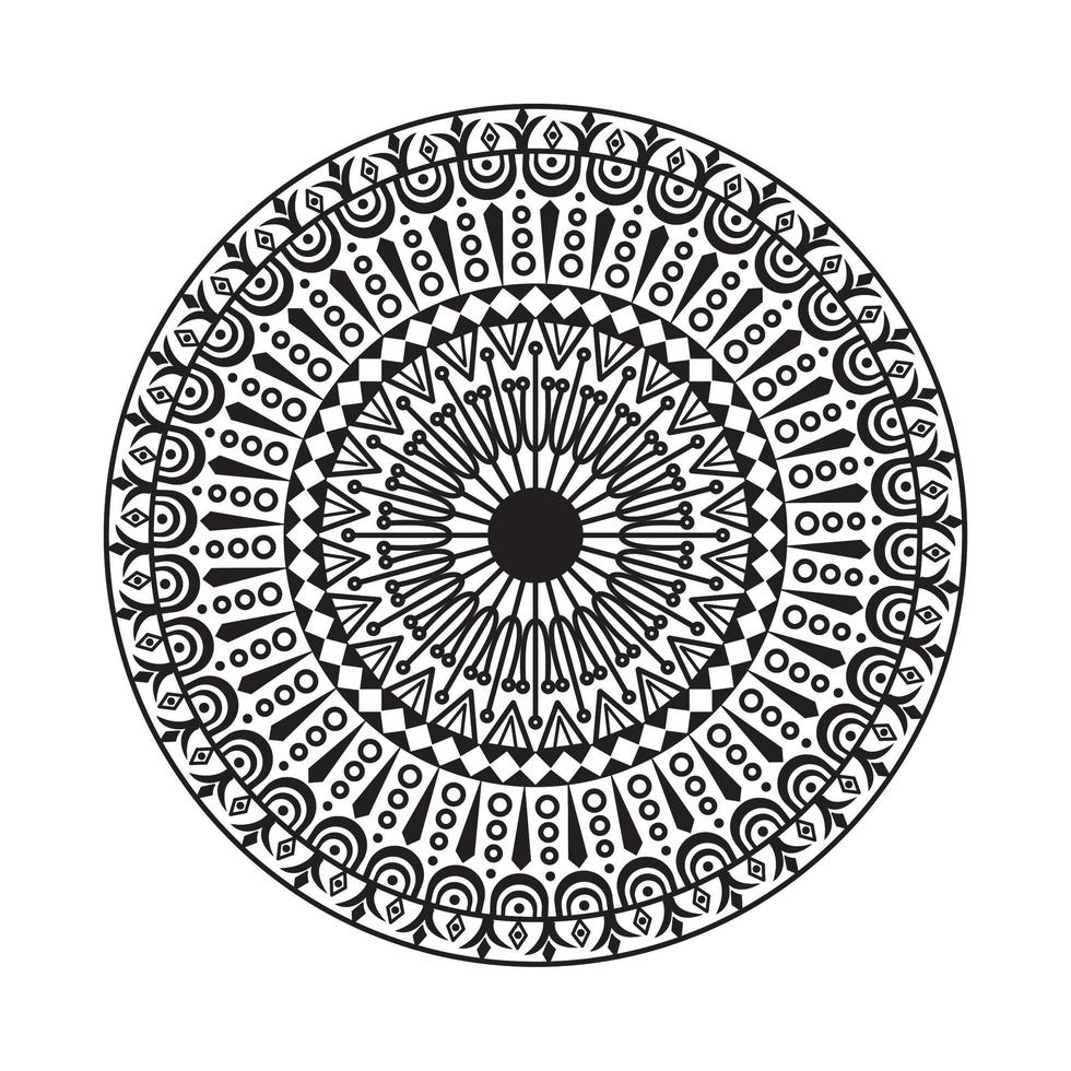 mandala de círculo decorativo preto e branco vetor