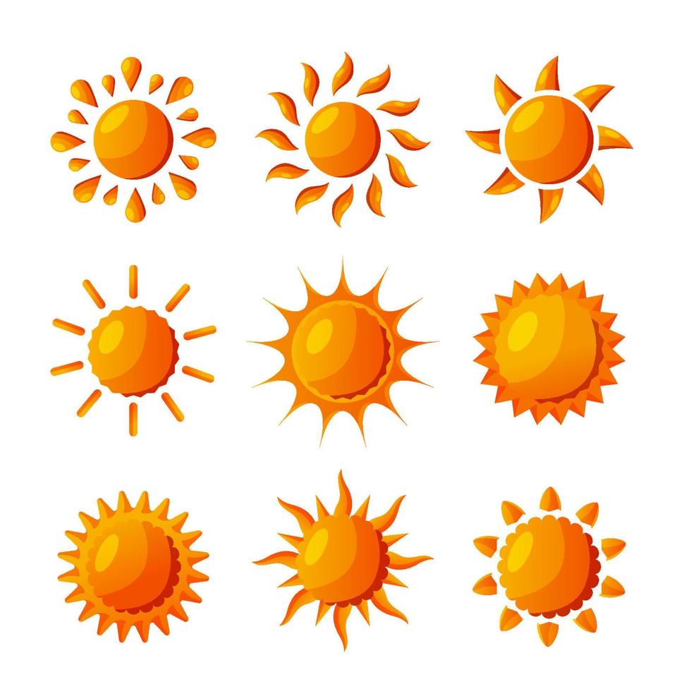 coleção de ícones do sol vetor