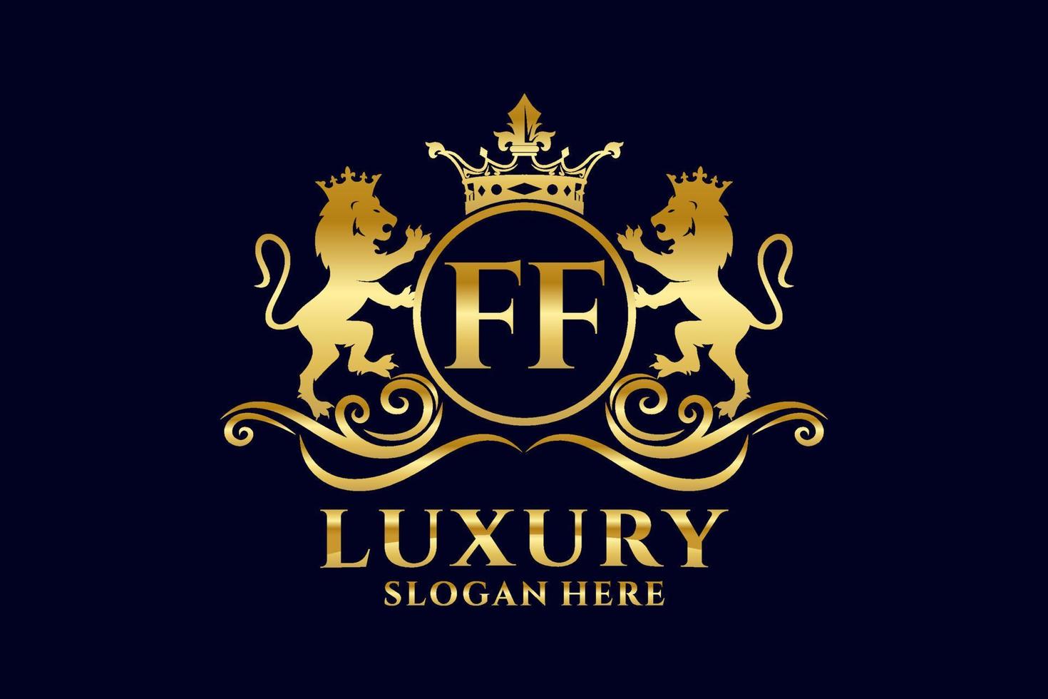 inicial ff carta leão modelo de logotipo de luxo real em arte vetorial para projetos de marca luxuosos e outras ilustrações vetoriais. vetor