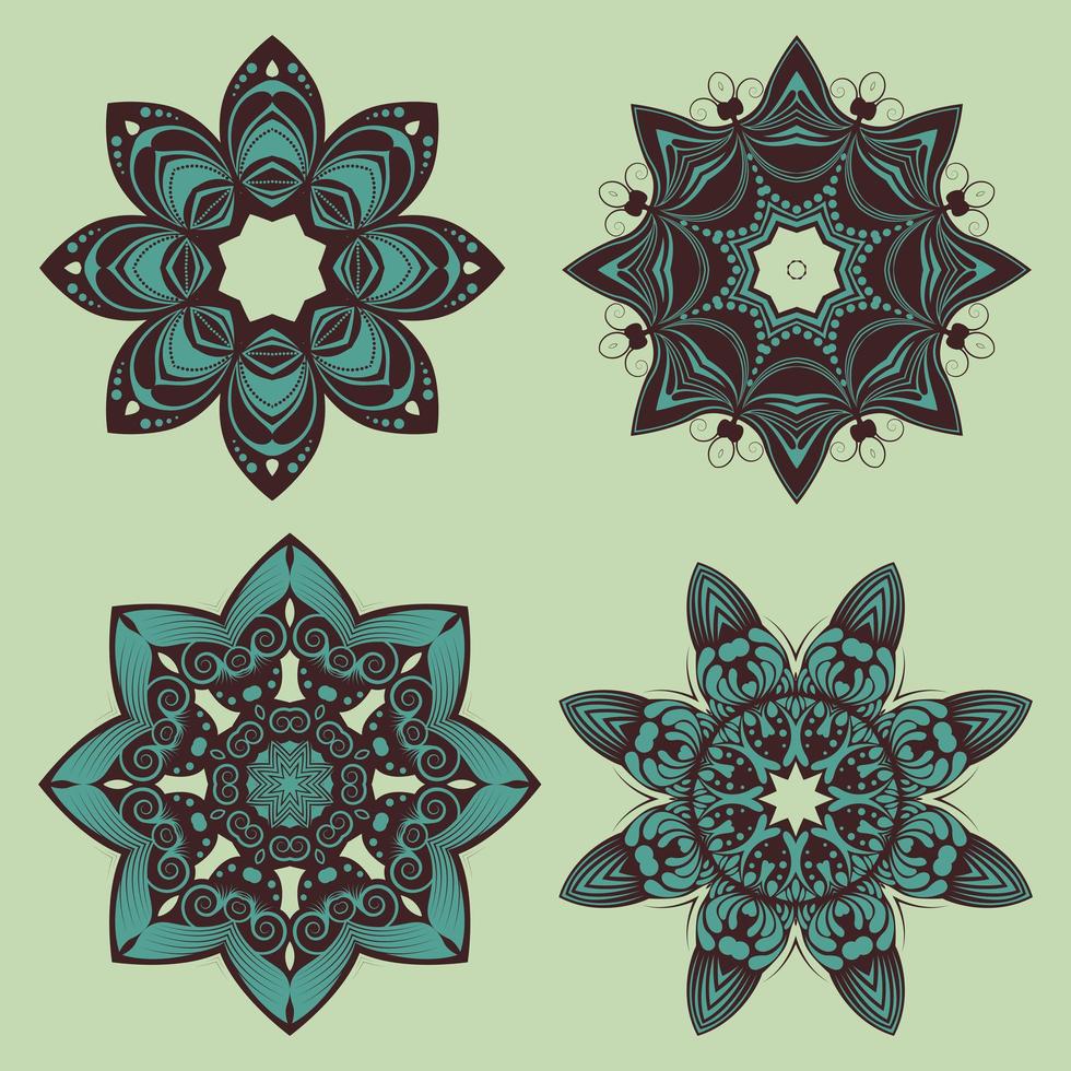 desenhos de mandala floral decorativa vetor