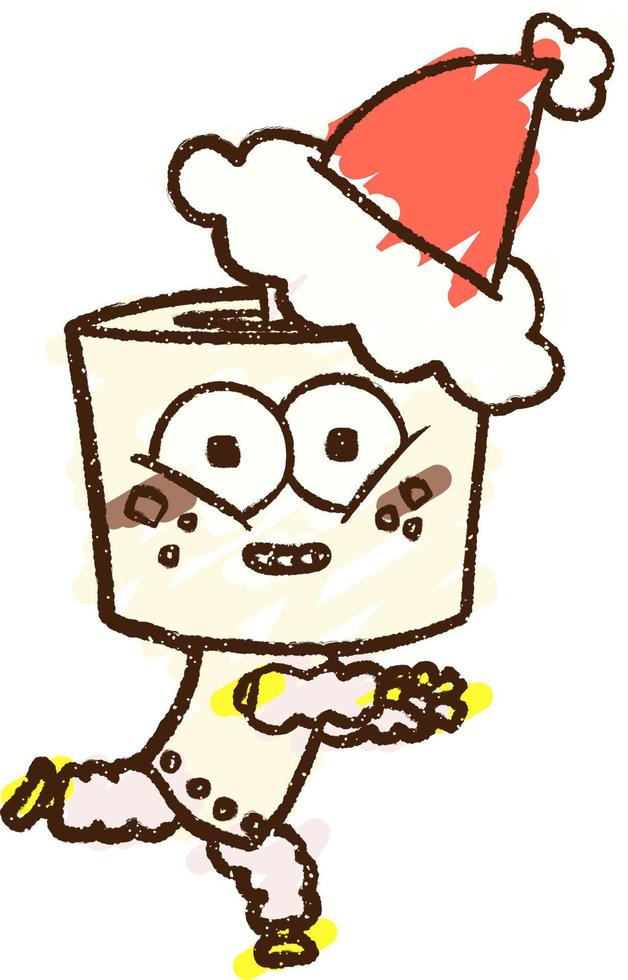 desenho de giz de robô de natal vetor