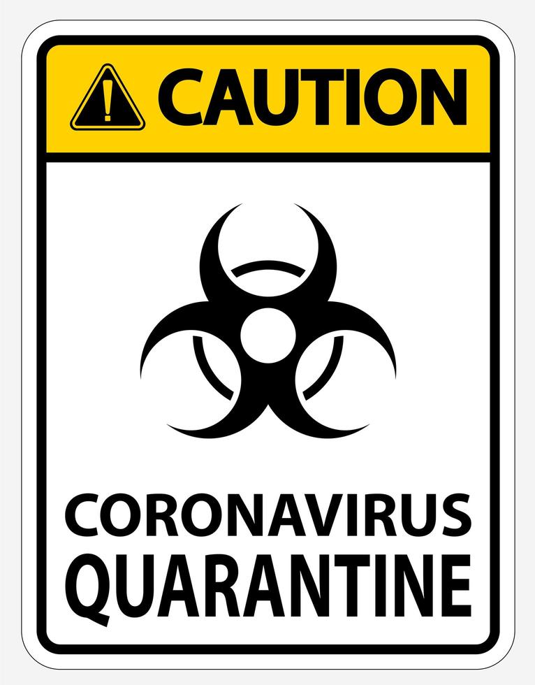 sinal amarelo, preto '' precaução coronavírus quarentena '' vetor