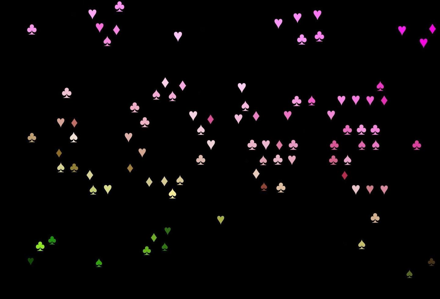 layout de vetor rosa e verde escuro com elementos de cartas.