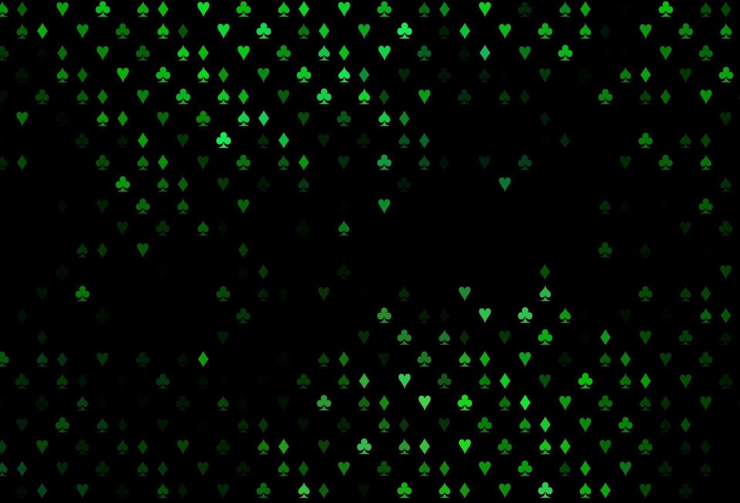 modelo de vetor verde escuro com símbolos de pôquer.