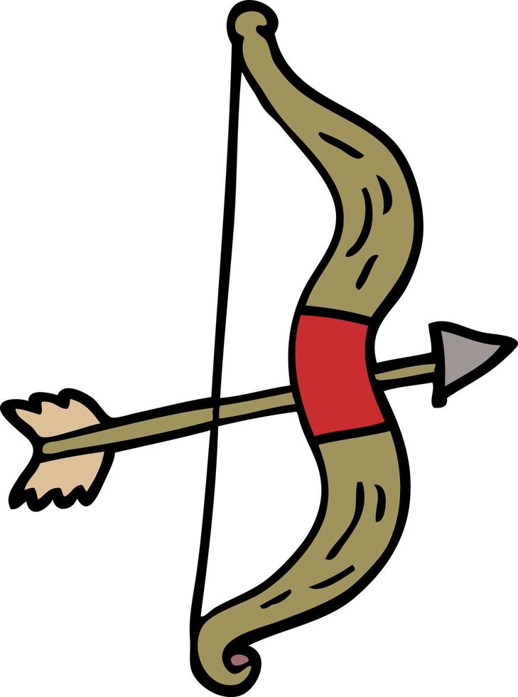 arco e flecha de doodle de desenho animado vetor
