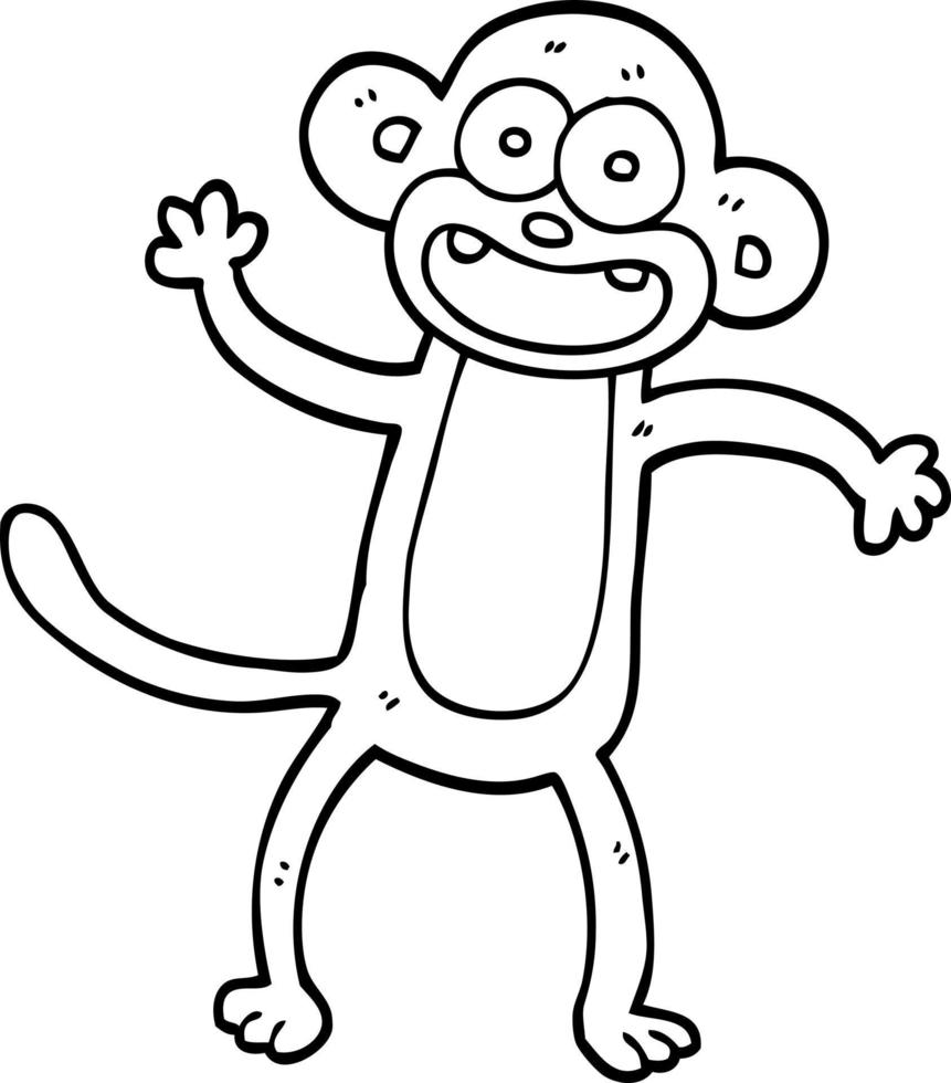 desenho de linha desenho animado macaco acenando vetor