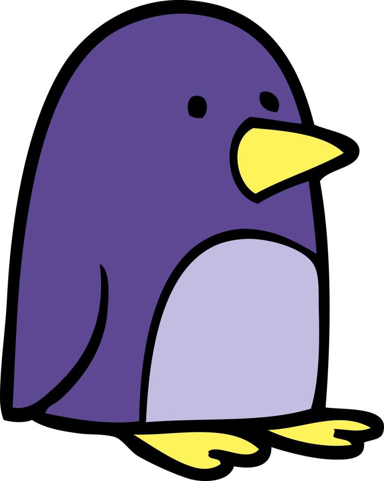 doodle de desenho animado pequeno pinguim vetor