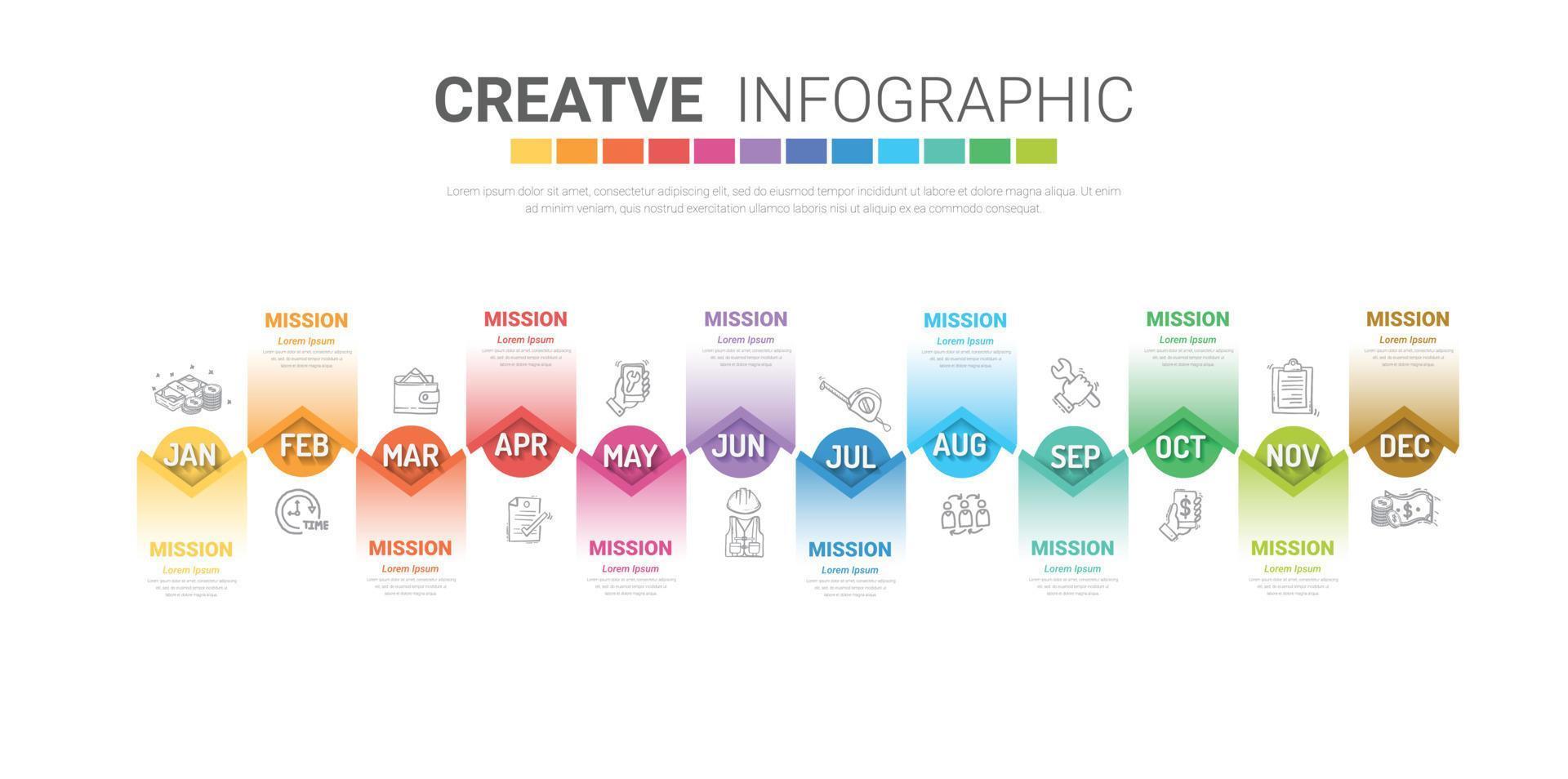 design de elementos de infográficos para todo o mês vetor