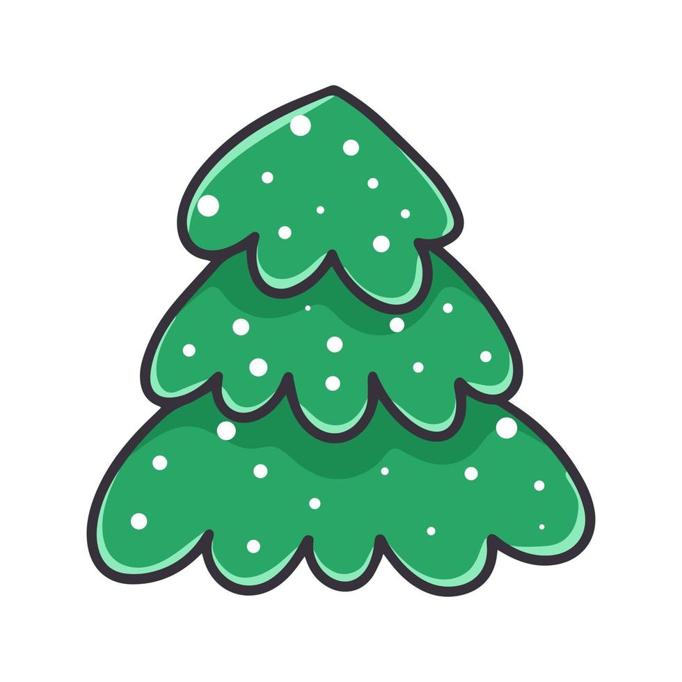 clipart de desenho animado de abeto nevado verde vetor