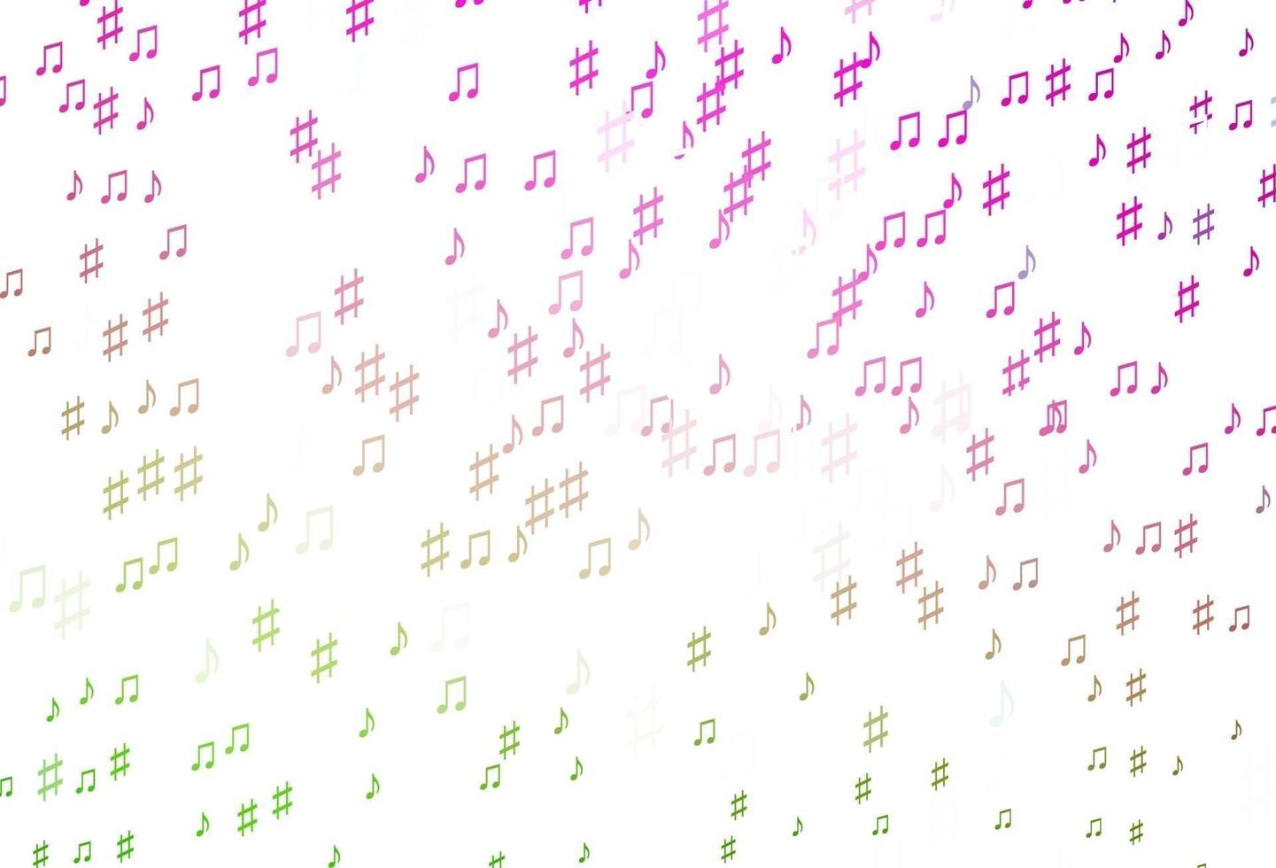 luz de fundo vector rosa, verde com símbolos de música.