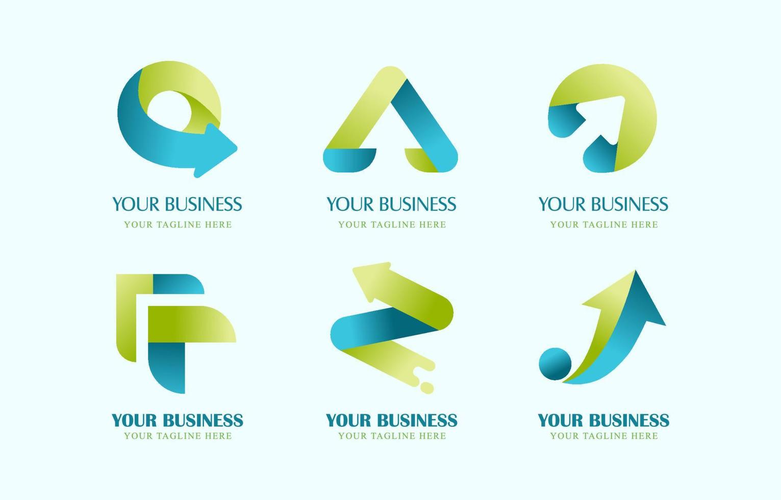 conjunto de logotipo de seta gradiente moderno vetor