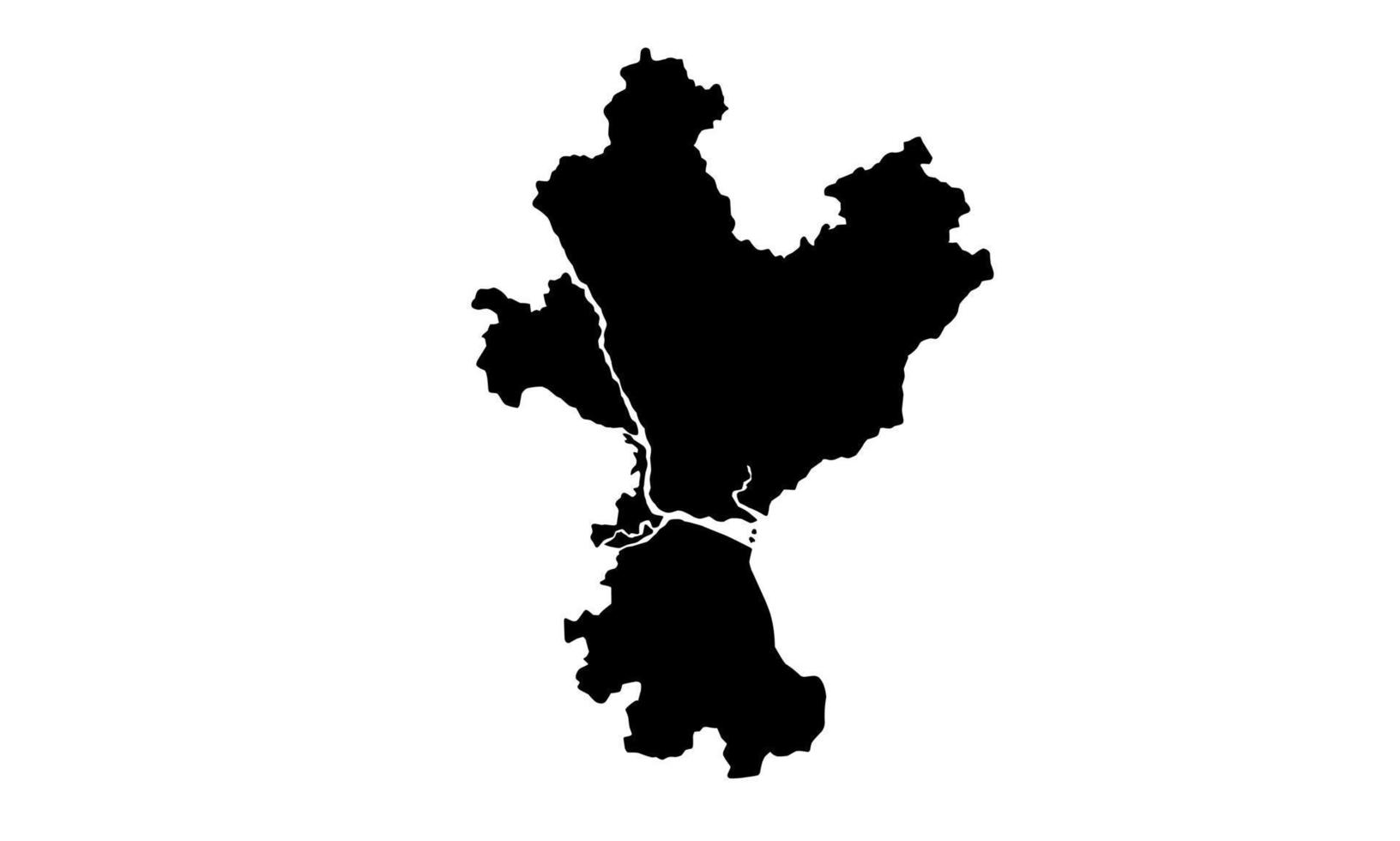 silhueta preta do mapa yangon no fundo branco vetor