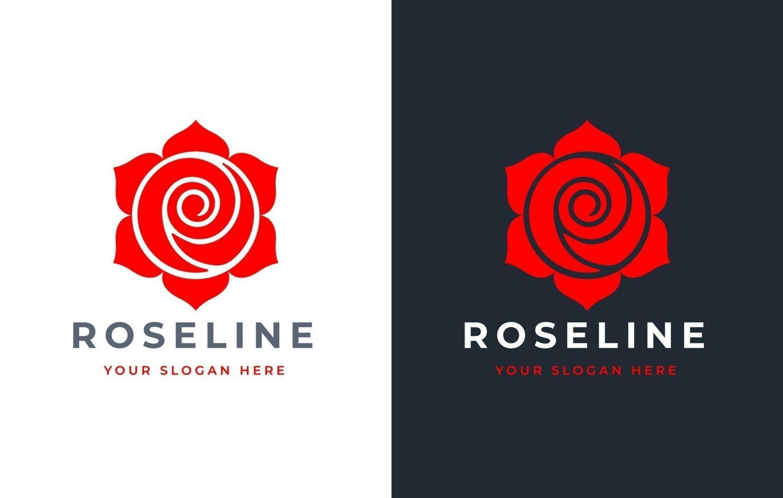 design de logotipo de flor rosa vermelha em fundo branco e preto vetor