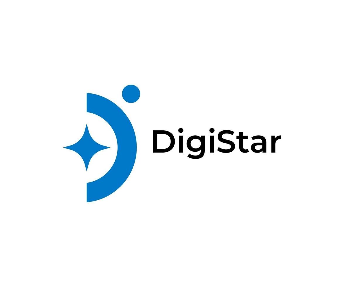 logotipo de estrelas digitais vetor